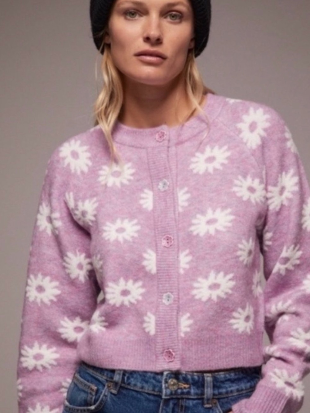 BNWOT Zara Daisy Cardigan With Flower Buttons